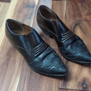 Vintage Brown Leather Heeled Boots for Women